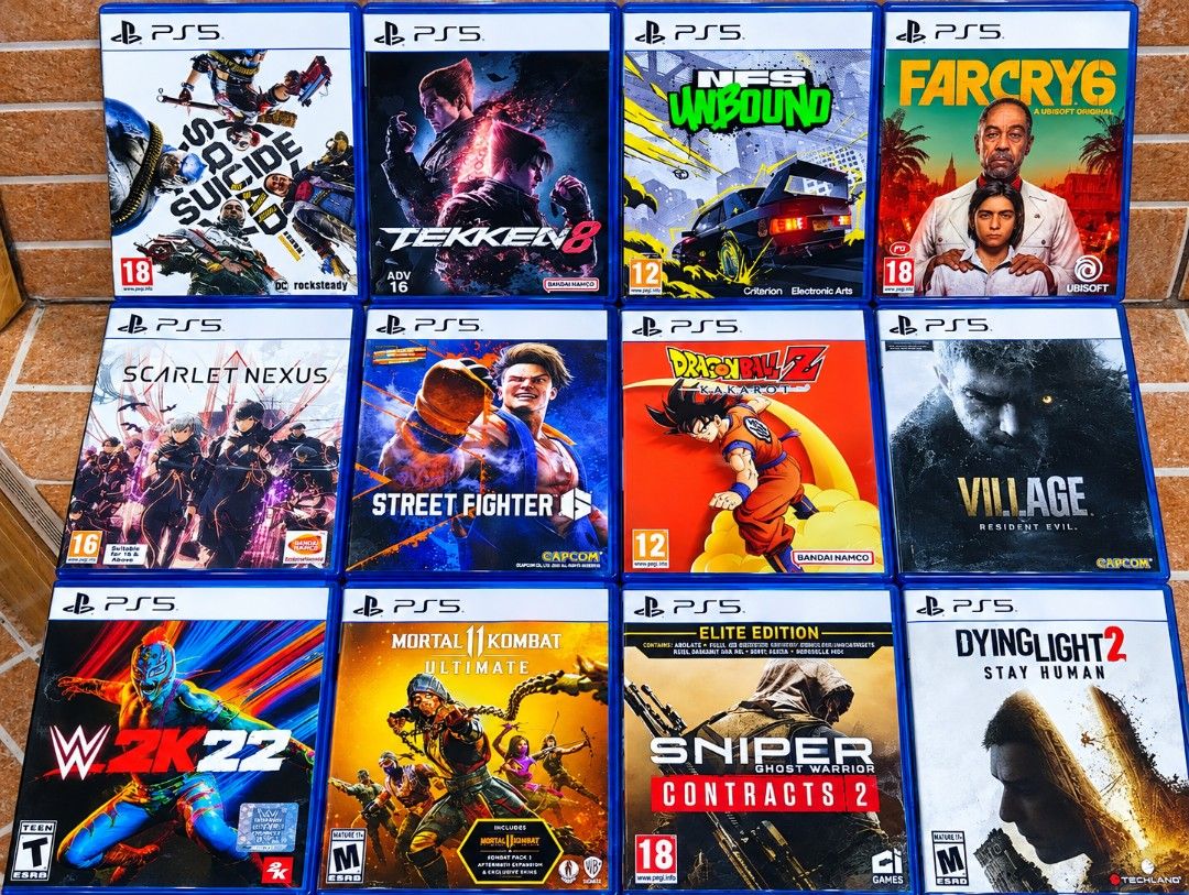 PS5 Games for sale (Category: PlayStation) located in Caloocan City. Submitted by jbfuenzalida27 (Listing ID 1470701995, Image 1). Description: ps5 games for sale Sniper Ghost warriors contracts 2- 700 WWE 2k22- 700 Dying light 2- 850 Dragonball z Kakarot - 850 Resident evil 8 village -950 Suicide squad -900 Scarlet nexus -900 Mortal Kombat 11 ultimate (sealed)- 950 Need for speed unbound -900 Farcry 6- 900 Street fighter 6- 1,350 Tekken 8- 1,700