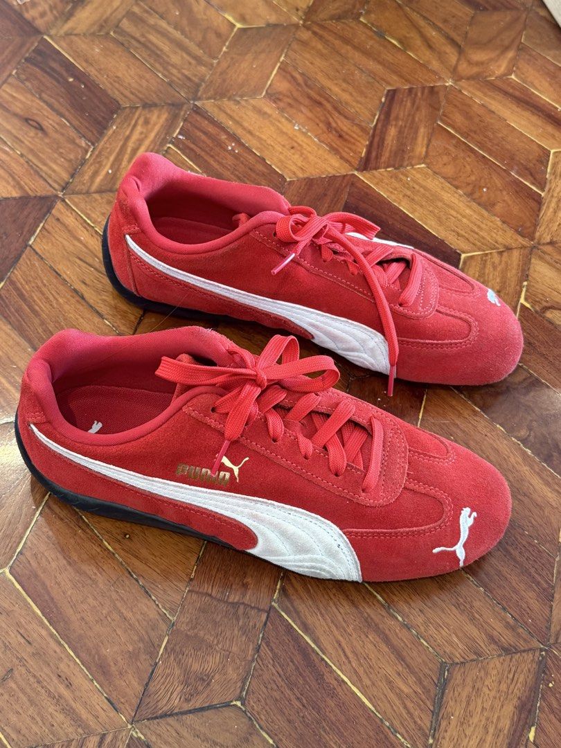 Puma Red Speedcat Sneakers Size US 7.5 (Category: Sneakers) located in Angeles City. Submitted by BiancaBuys (Listing ID 1470634579, Image 2). Description: Lightly used. A bit dirty rn but defs could be cleaned out. Details in the last pic..