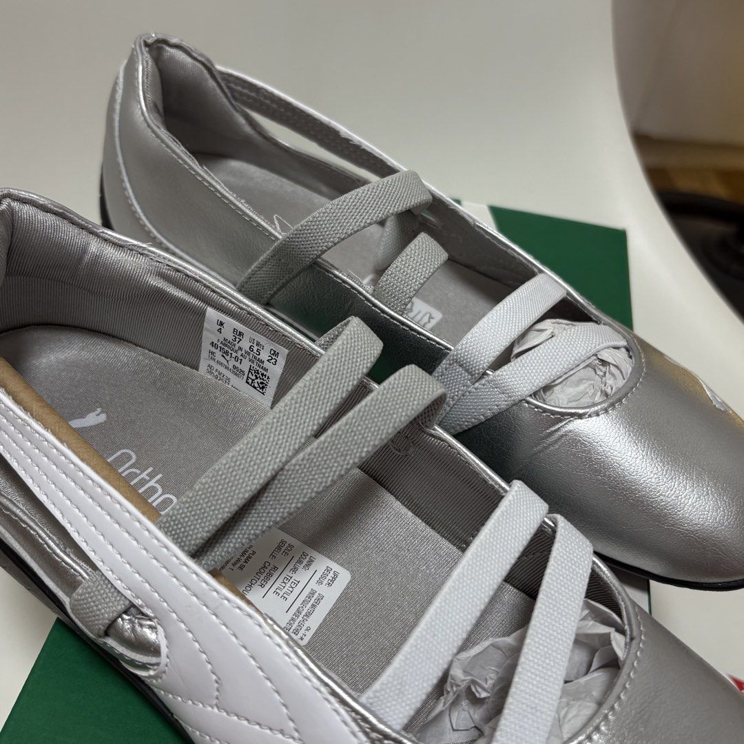 Puma Speedcat Ballet Metallic UK 4 (Category: Sneakers) located in Quezon City. Submitted by pattymelt (Listing ID 1470710593, Image 3). Description: - Size: UK 4 / EUR 37 / US Wn's 6.5 / 23 cm - Used once with original shoe box and tags attached rfs: wrong size and got it from korea pasabuy online..