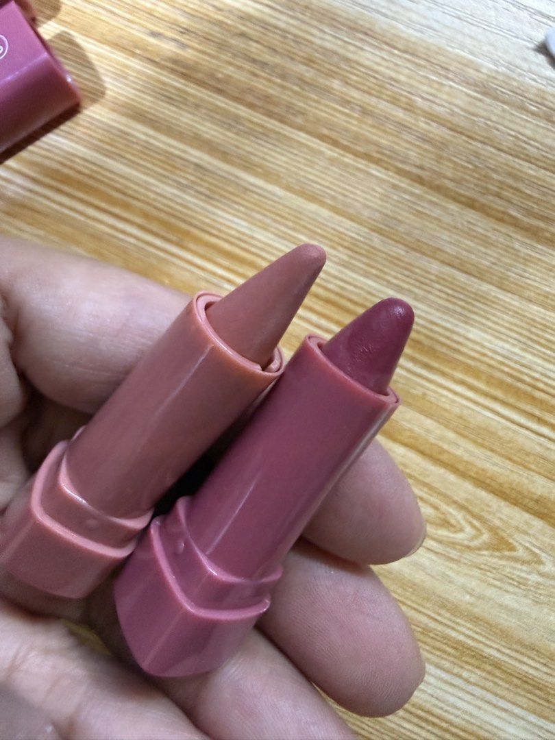 Qibest Lip 01 and 02 Lipstick Set (Category: Makeup) located in Cavite. Submitted by galoreforsale (Listing ID 1470673496, Image 2). Description: - Brand: Qibest - Shades: 01 (Neutral Nude Brown) & 02 (Berry Mauve) - Finish: Creamy matte - Condition: Swatched once, basically untouched, clean tubes with tight caps - Great bundle deal for daily wear or custom mixing.