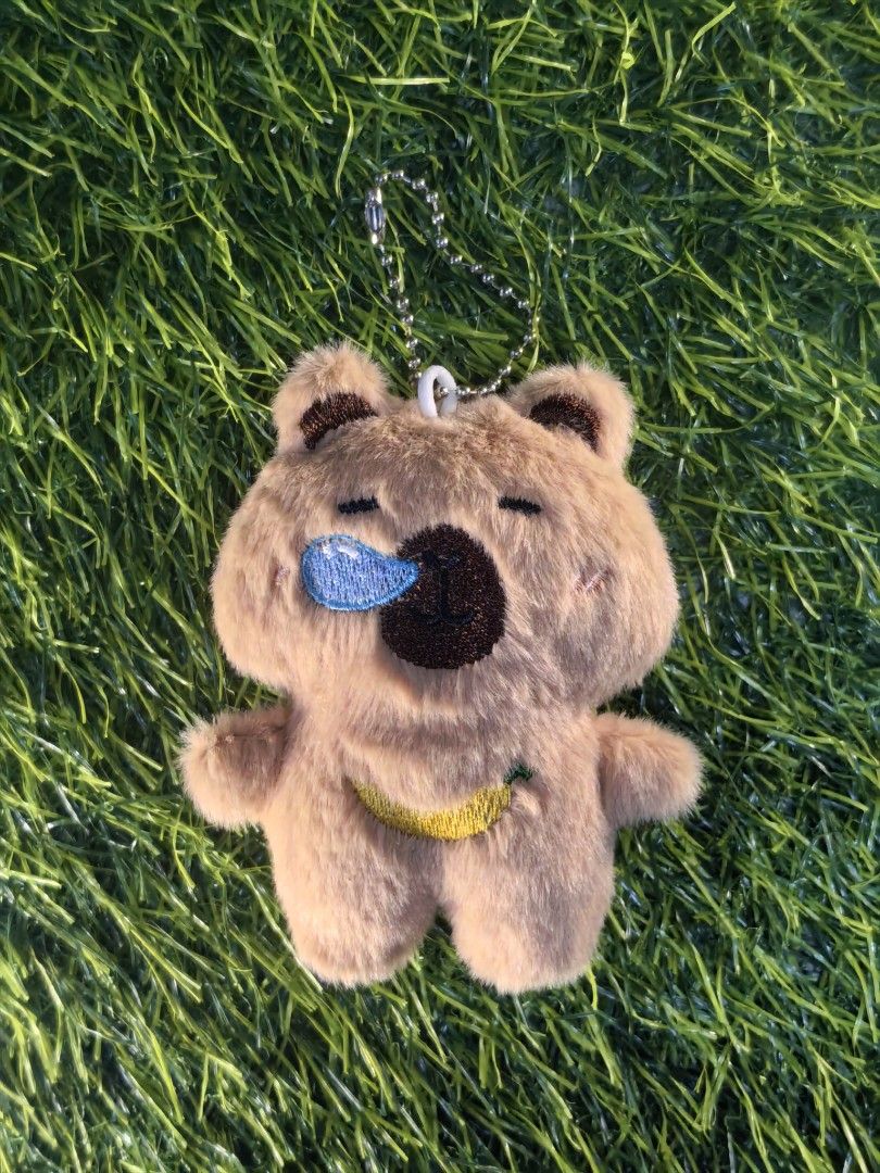 Quokka Bear Plush Keychain Bag Charm Set (Category: Plushies & Soft Toys) located in Paranaque City. Submitted by furugiyafinds (Listing ID 1470690525, Image 2). Description: - Set of 3 adorable handmade quokka plush keychains - Variety of cute designs: sleeping quokka with banana patch, watermelon patch, and yellow shirt with a hat - Made from ultra-soft, furry material with detailed embroidered facial features - Equipped with a sturdy ball chai