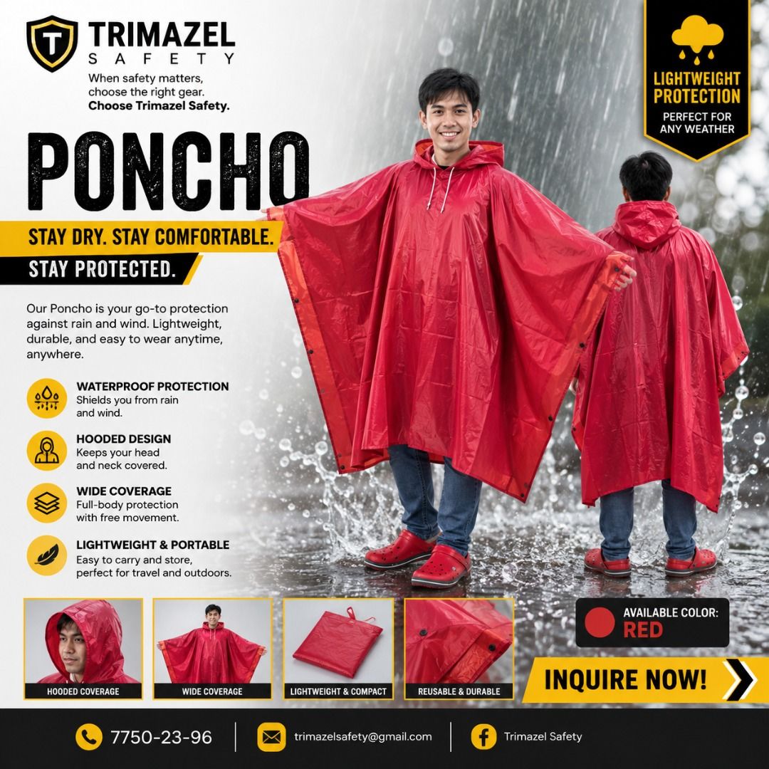 RAIN COAT PONCHO (Category: Looking For) located in Las Pinas. Submitted by anin_19 (Listing ID 1470565906, Image 1). Description: 🌧️ RAIN COAT PONCHO — LIGHTWEIGHT PROTECTION FOR RAINY DAYS! Stay dry and ready for any weather with our Rain Coat Poncho! Designed for convenient rain protection, ideal for commuting, motorcycle riding, outdoor work, hiking, camping, and other outdoor activities. ✅ Lightweight & easy to wear ✅ Loose-fitting design f