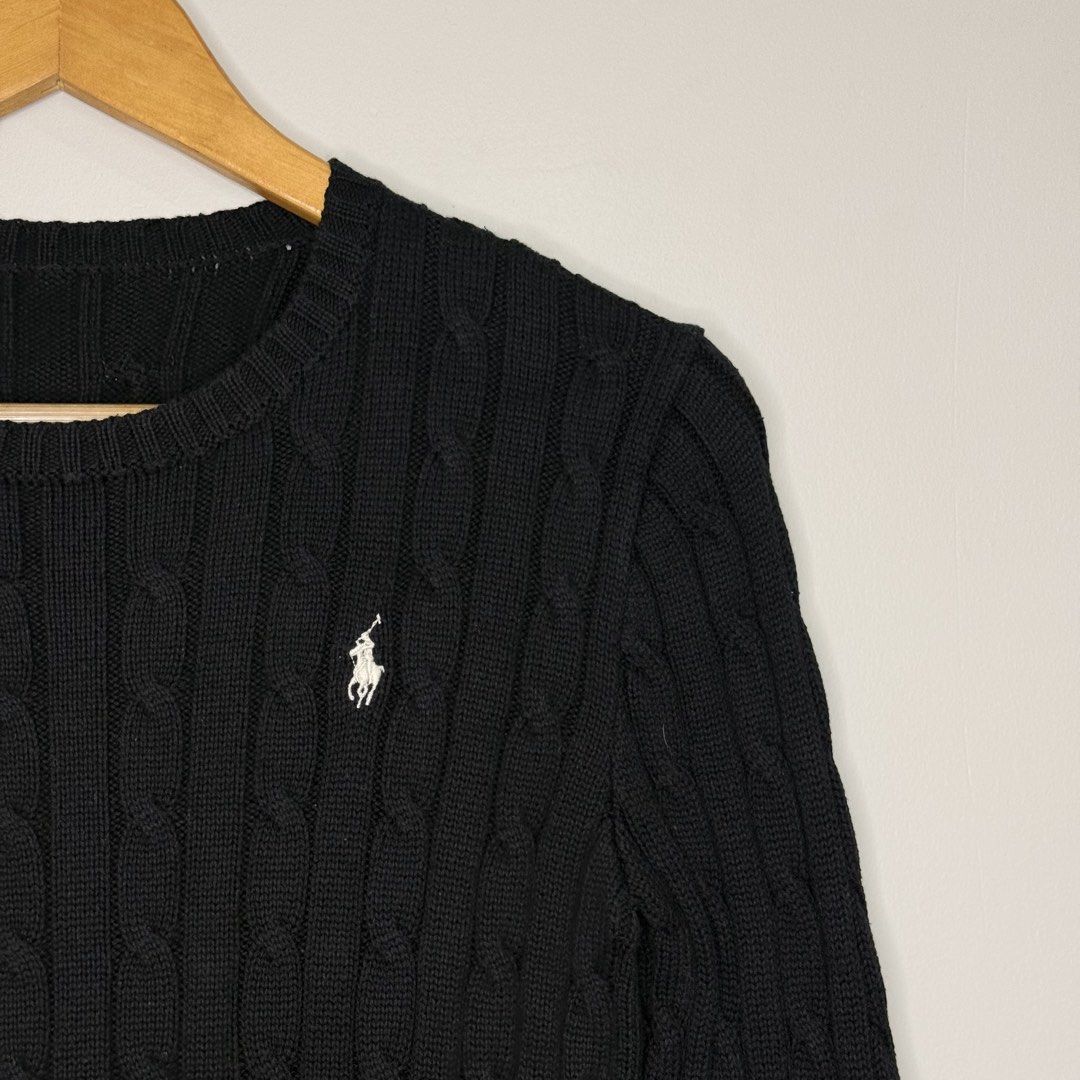 Ralph Lauren Cable-Knit Pony Sweater (Category: Longsleeves) located in Marikina City. Submitted by aalibabyy (Listing ID 1470641378, Image 3). Description: Ralph Lauren Cable-Knit Pony Sweater Length: 23" Width: 14" Sleeve Length: 28" Size: Medium No Issue ₱1,500.