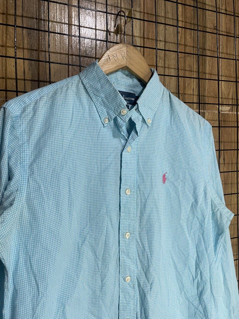 Ralph Lauren checkered blue button down (Category: Formal Shirts) located in Pateros City. Submitted by toogood.mnl (Listing ID 1470633678, Image 2). Description: Ralph Lauren blue checkered button down shirt W-21 L-28 No issue Excellent condition .