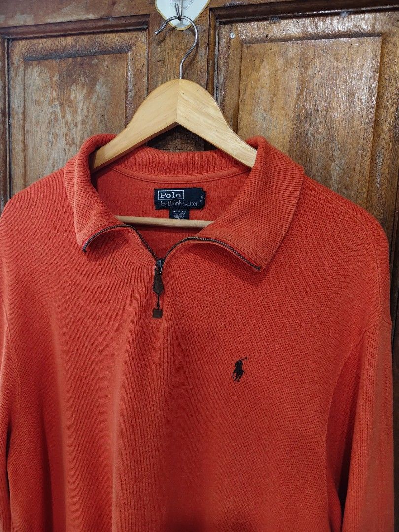 Ralph Lauren Orange Half- Zip (Category: Tshirts & Polo Shirts ) located in Iloilo. Submitted by branded-boy0422_16 (Listing ID 1470598986, Image 2). Description: W: 24 L: 29 Excellent Condition Color Rate 9.5/10 Or Better Issue last pic my pinhole sa Loob , D naman makita sa Harap ksi makapal naman tela.