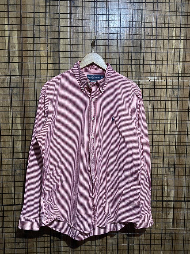 Ralph Lauren pin stripes button down shirt (Category: Formal Shirts) located in Pateros City. Submitted by toogood.mnl (Listing ID 1470604657, Image 1). Description: Ralph lauren button down shirt pinstripes W-23 L-30 No issue Excellent .