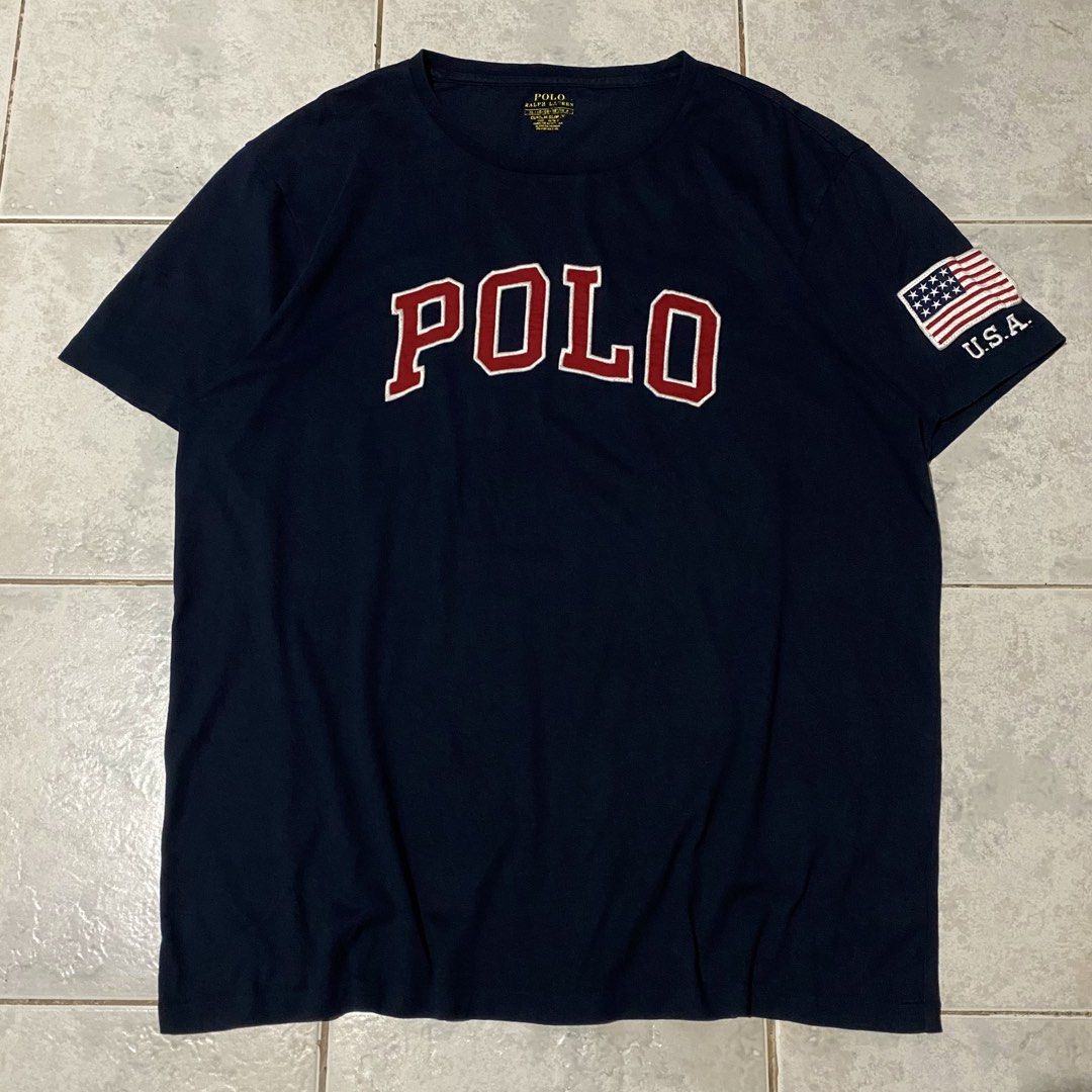 RALPH LAUREN POLO SPELL OUT VARSITY TEE (Category: Tshirts & Polo Shirts ) located in Bacolod City. Submitted by thriftedfits. (Listing ID 1470725046, Image 1). Description: 𝗣𝗢𝗟𝗢 𝗥𝗔𝗟𝗣𝗛 𝗟𝗔𝗨𝗥𝗘𝗡 𝗦𝗣𝗘𝗟𝗟 𝗢𝗨𝗧 𝗩𝗔𝗥𝗦𝗜𝗧𝗬 𝗧𝗘𝗘 ♻️ Size: XL on tag | best fit XL Measurements: 24” width / 30” length Condition: Excellent (10/10 Color rate) Flaws: None Price: ₱450 + shipping fee 🏷️ Mode of Payment: GCash / Bank Courier: J&T Express