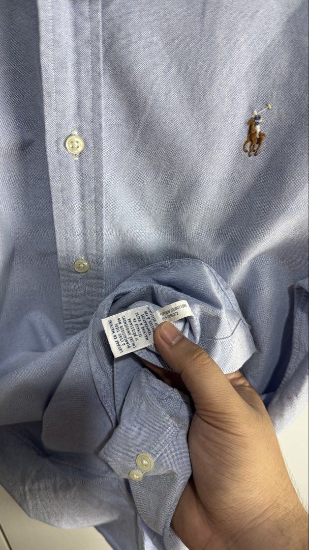 Ralph Lauren short sleeves (Category: Formal Shirts) located in Subic. Submitted by notstyl (Listing ID 1470707780, Image 3). Description: RL chambray blue tricolor pony (Oxford) 22 x 28/29 (Large/SF) Excellent condition.