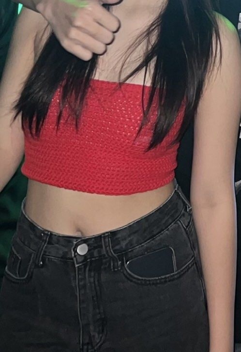 Red Crochet Tube Top (Category: Sleeveless) located in Manila. Submitted by perwinkle.ph (Listing ID 1470712679, Image 3). Description: - can be tightened at the back - can fit xs-small.