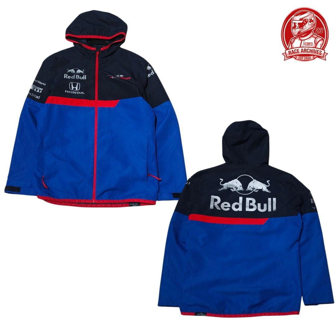 REDBULL F1 TORRO ROSSO TEAM RAIN JACKET (Category: Coats, Jackets and Outerwear) located in Subic. Submitted by racearchives_jep (Listing ID 1470580249, Image 1). Description: 21x28 minimal hairline.