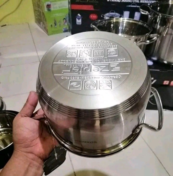 RESTOCK ! ! ! Zepter 12pcs cookware set (Category: Other Kitchen Appliances) located in Manila. Submitted by vanstar_c4c231 (Listing ID 1470603544, Image 2). Description: RESTOCK ! ! ! Zepter 12pcs cookware set pm for the order cod via lalamove.