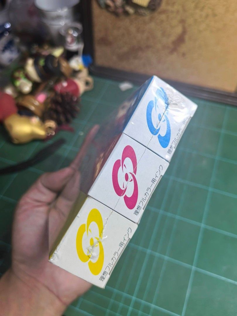 Riso full-color printing ink (Category: Other Accessories) located in Cebu City. Submitted by dudes_villanueva (Listing ID 1470614172, Image 2). Description: RISO - 3-color set of Riso full-color printing ink (cyan, magenta, and yellow) Made by Riso Kagaku Corporation Brand New Sealed. 📌 Use for Print Gocco systems..
