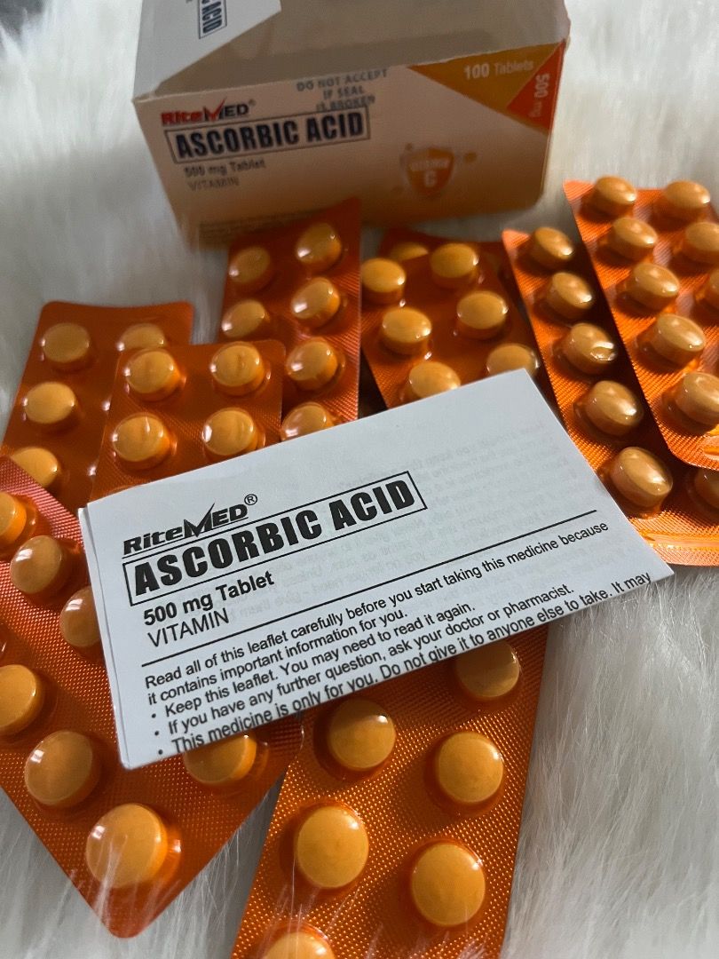 RiteMED Ascorbic Acid 500mg Vitamin C 100 Tablets (Category: Health Food, Drinks & Tonics) located in Muntinlupa City. Submitted by iamven14 (Listing ID 1470643325, Image 3). Description: - Brand: RiteMED Ascorbic Acid (Vitamin C) - Dosage: 500mg per tablet - Quantity: 100 tablets per box - Condition: Brand new, sealed, and unopened - Manufacturer: Am-Europharma Corporation - Distributor: RiteMED Phils., Inc. - Perfect for daily immune system sup