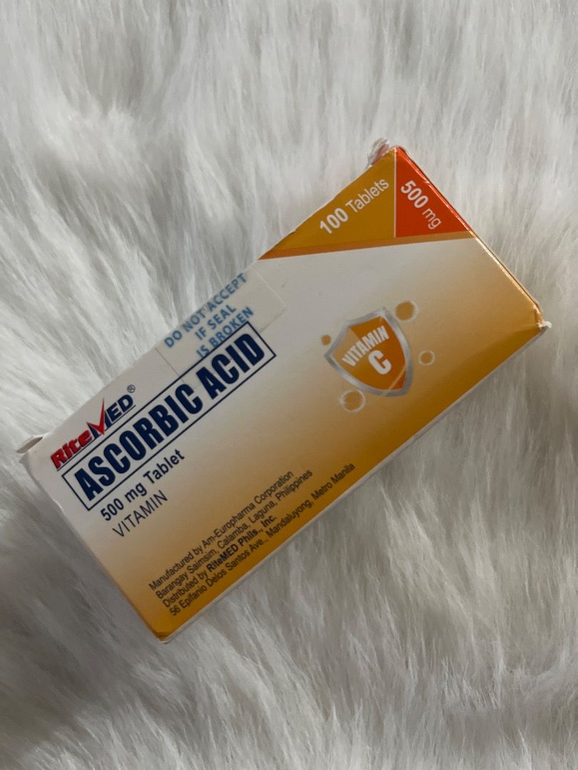 RiteMED Ascorbic Acid 500mg Vitamin C 100 Tablets (Category: Health Food, Drinks & Tonics) located in Muntinlupa City. Submitted by iamven14 (Listing ID 1470643325, Image 1). Description: - Brand: RiteMED Ascorbic Acid (Vitamin C) - Dosage: 500mg per tablet - Quantity: 100 tablets per box - Condition: Brand new, sealed, and unopened - Manufacturer: Am-Europharma Corporation - Distributor: RiteMED Phils., Inc. - Perfect for daily immune system sup