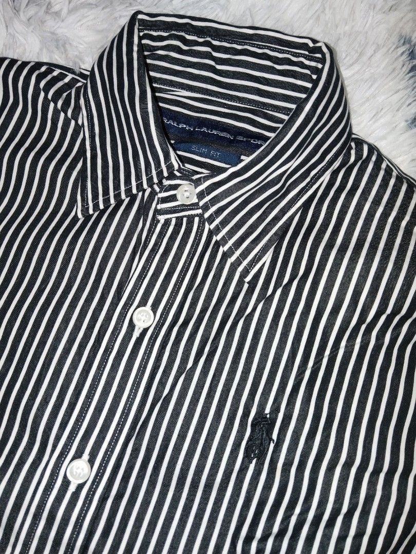 RL pinstripe black and white (Category: Longsleeves) located in Barili. Submitted by francis88z (Listing ID 1470690425, Image 2). Description: RL pinstripe black and white Size 2 W18L26 Excellent condition No issue Mine 💌1k+sf.
