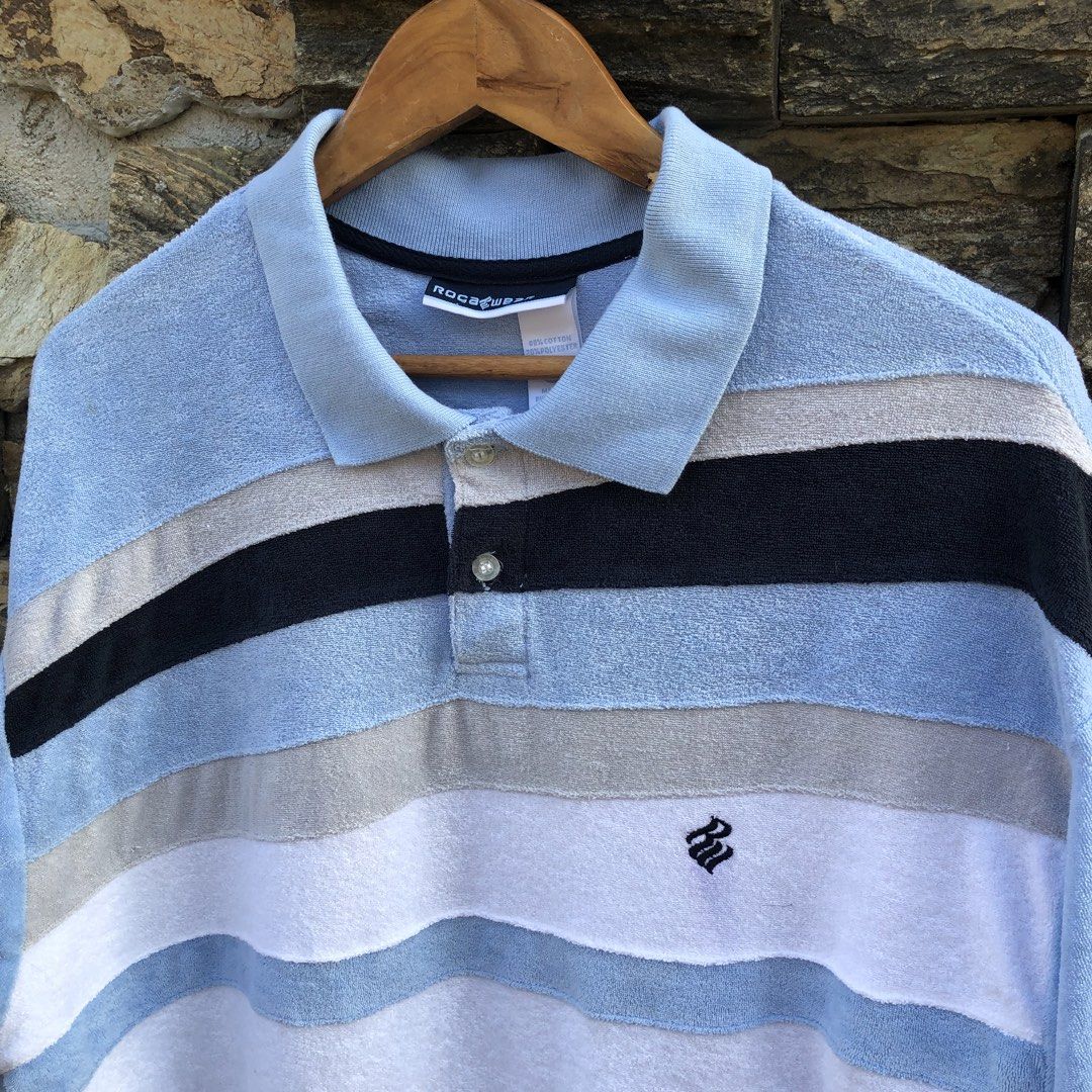 Roca Wear Velour Stripe Polo (Category: Tshirts & Polo Shirts ) located in General Trias. Submitted by ivots (Listing ID 1470693183, Image 2). Description: XL on Tag Width 25 Length 33 No Issue Excellent Condition (as new).