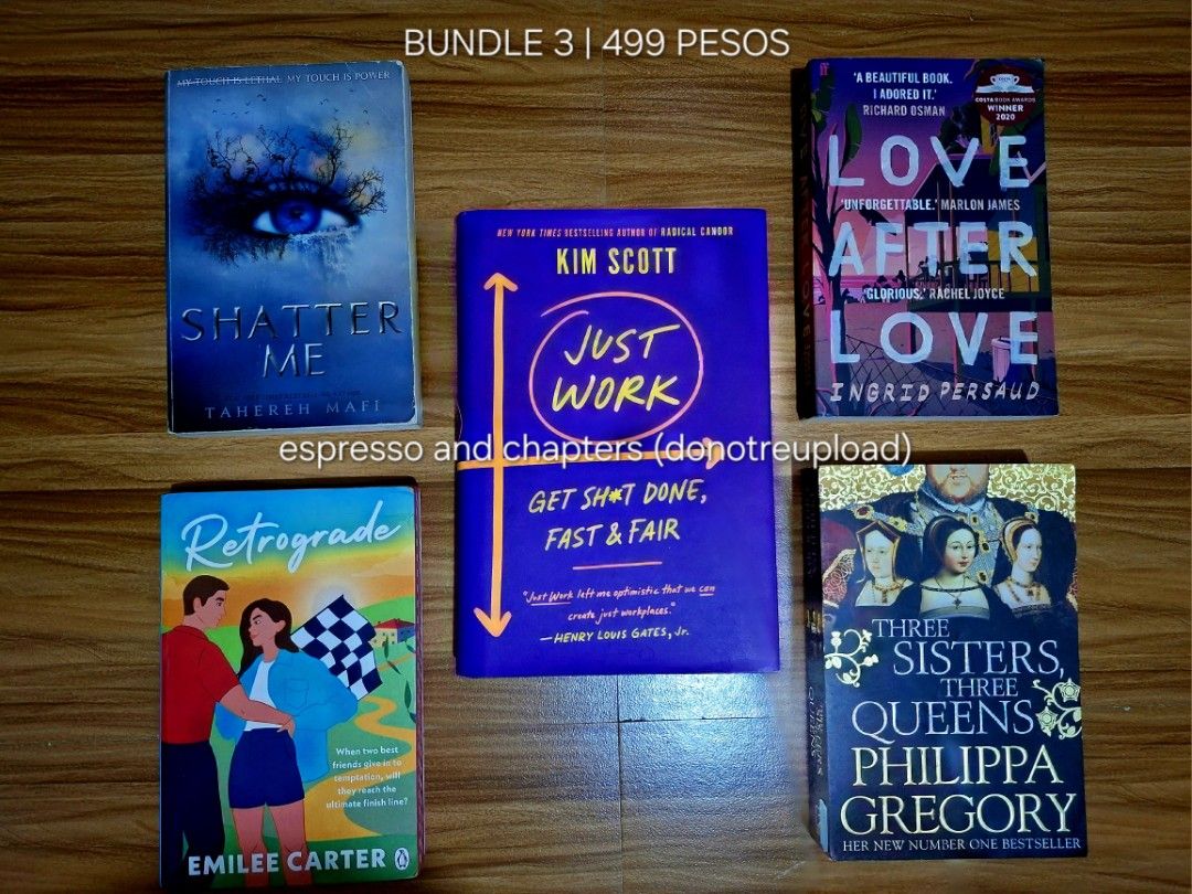 Romance, Thrillers, Self-help (Category: Storybooks) located in Mariveles. Submitted by espresso_chapters (Listing ID 1470688991, Image 3). Description: 🚨 MAJOR SALE BEFORE OCTOBER ENDS 🚨 Bundle books mixed of: ✅️ ROMANCE ✅️ THRILLER ✅️ SELF-HELP 🔖 499 PESOS ONLY ‼️‼️‼️ | FIXED price 📚 Lightly used | Authentic 💲 PAYO | No COD | Gcash, Maya, Maribank 🛵 JendT | u can do sco or tco if u have 📍 Bataan (I have 2 SF discounts😉) ❌️ No to rush sh