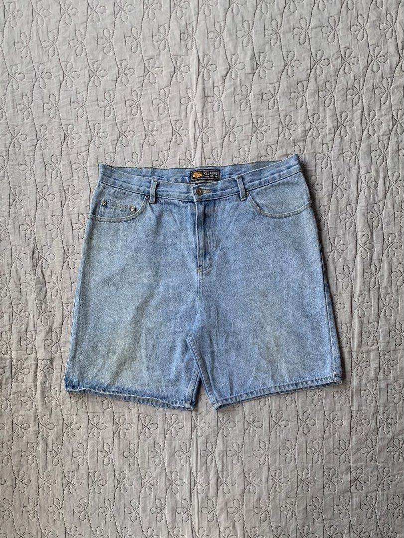 Route 66 Relaxed Fit Light Washed Jorts (Category: Shorts) located in Imus. Submitted by wwew.shop (Listing ID 1470602494, Image 1). Description: 36 Waist 21 Length 14 Thigh 12 Hem Condition: Excellent Colorrate: 9/10 Issue(s): Washable Stain.