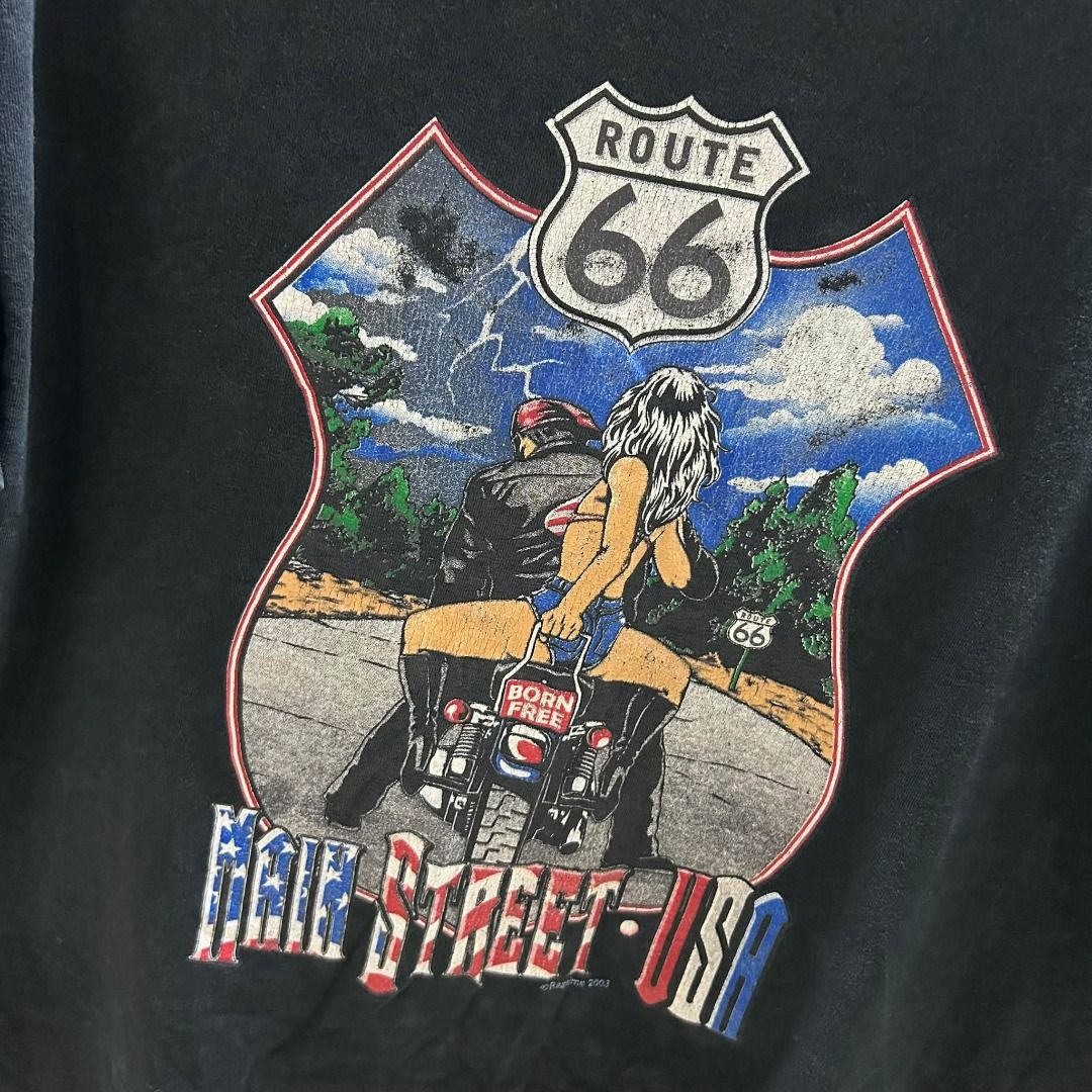 ROUTE 66 VINTAGE MOTOR TEE (Category: Tshirts & Polo Shirts ) located in Caloocan City. Submitted by j3ngsanity (Listing ID 1470588433, Image 2). Description: DATED 2003 DIMES : 22.5x27 ISSUE : WHITE MARKS / CRACK PRINTS.