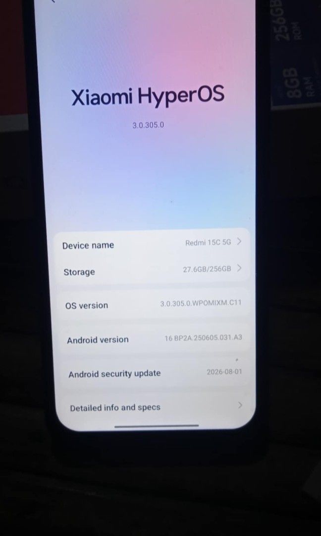 Rush Redmi 15 C 5G 256 GB (Category: Xiaomi) located in Rizal. Submitted by jherwinguirhem (Listing ID 1470693780, Image 2). Description: REDMI 15C 5G 8RAM 256GB 6000MAH NO ISSUE NO HISTORY REPAIR SMOOTH SEMI COMPLETE UNIT CASE bagong bago with receipt and original box pa.