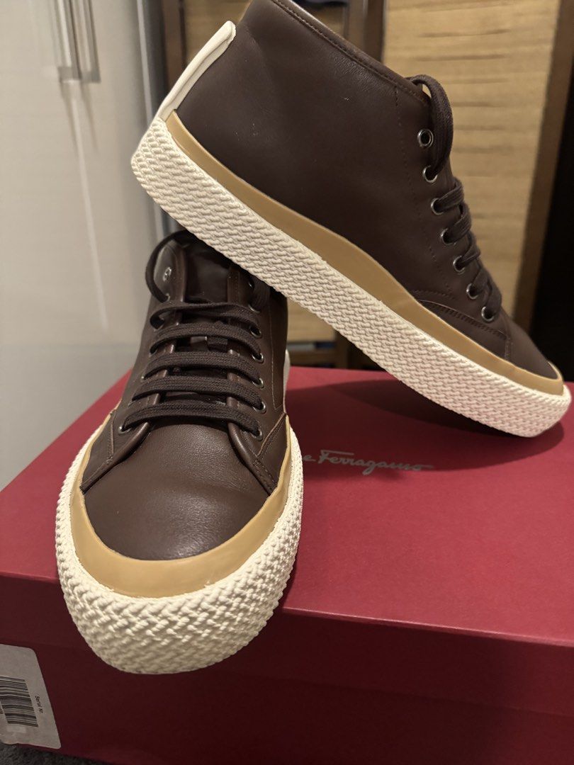 Salvatore Ferragamo brown leather boots (Category: Sneakers & Footwear) located in Taguig. Submitted by dependingonvibe (Listing ID 1470703156, Image 2). Description: Bought in New York Worn a few times only. Well maintained. No issue whatsoever. Can pass as new. Complete with Orig Box and dustbag Size 9 on flap. (Fits EU44 / US 10-11) .