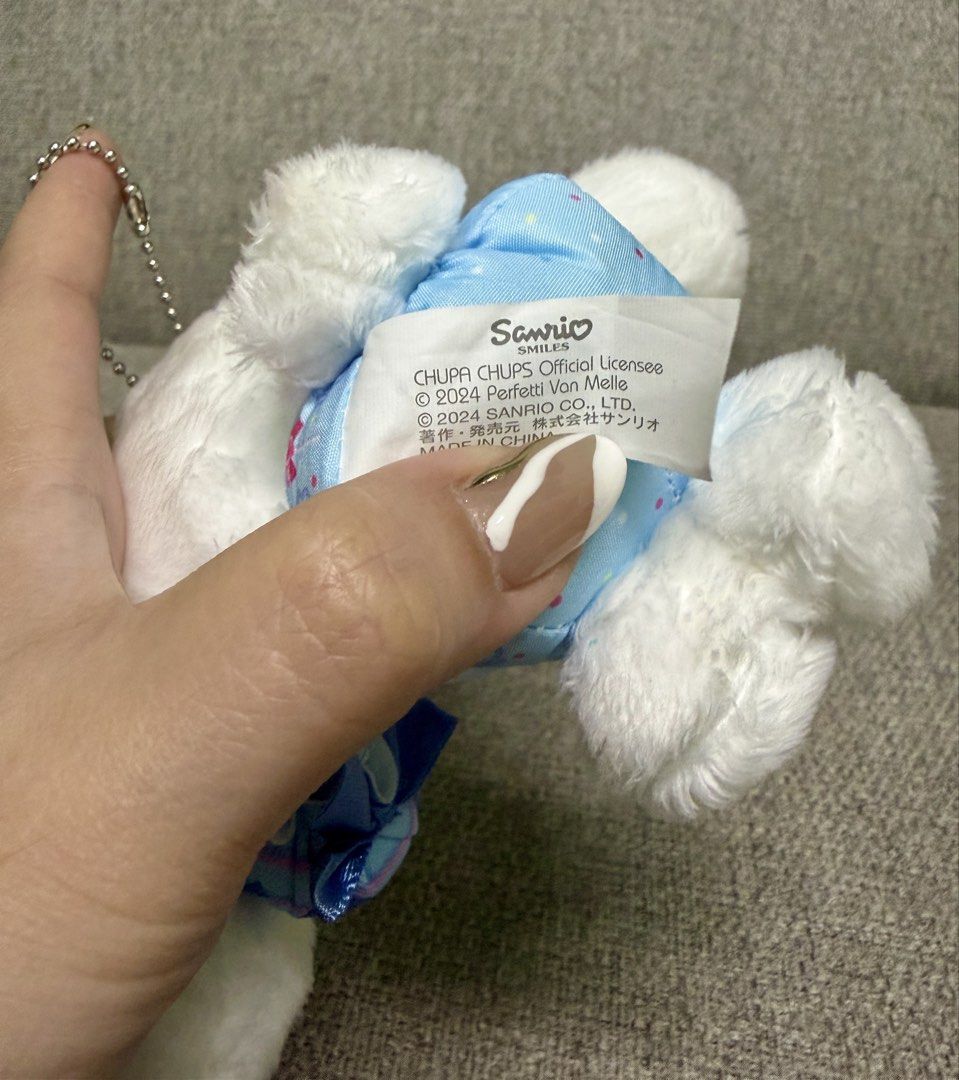 Sanrio x Chupa Chups Cinamoroll plush (Category: Plushies & Soft Toys) located in Manila. Submitted by bcbg3217 (Listing ID 1470611395, Image 2). Description: ‼️PLEASE READ BEFORE BUYING‼️ Like New condition Authenticity guaranteed (with etiketa) Limited collaboration plush No other inclusions Actual photos are posted No issues or flaws unless stated Please check the photos thoroughly before placing an order JnT regular or Lalamove COD for Metro 