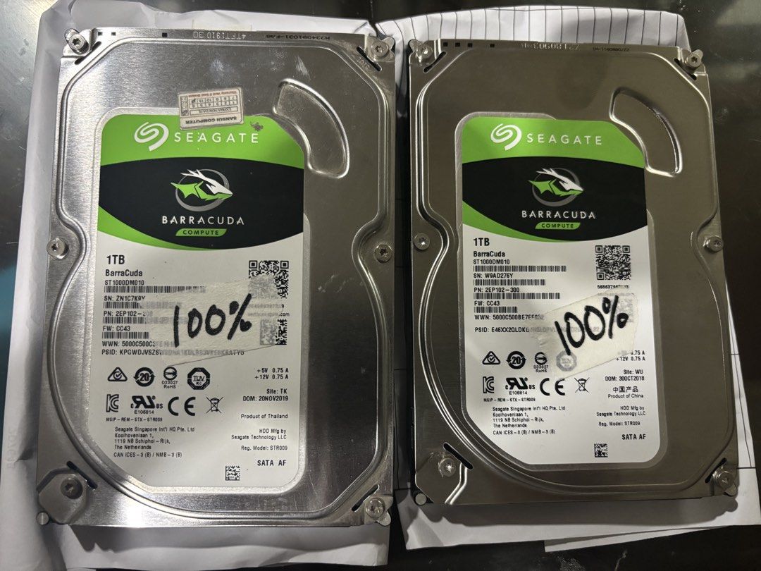 Seagate Barracuda 1TB and Mobile HDD 1TB (Category: Hard Disks & Thumbdrives) located in Pasay City. Submitted by denzdenz08 (Listing ID 1470735296, Image 2). Description: Seagate hardisk 1tb 2pcs - 3"5 1pc - 2"5 all good health 100% 1,000 each 2,700 take all 3pcs pick up - leveriza malate manila pwede lalamove sagot nyo fee message me or txt 09- 950467720.