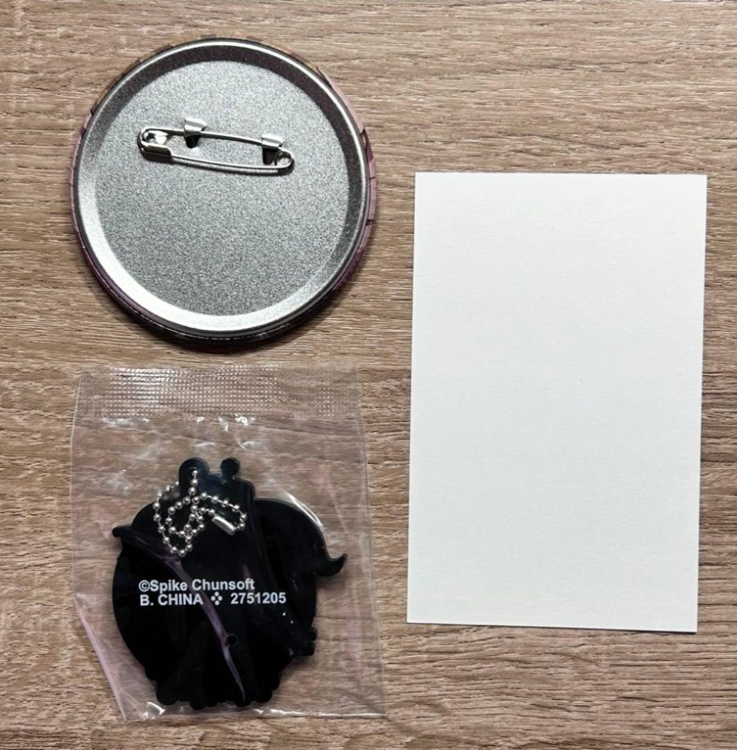 SET: Danganronpa Junko Enoshima Merch Set (Category: Character Goods) located in Santa Cruz. Submitted by majaful1997 (Listing ID 1470734811, Image 2). Description: - Official Danganronpa merchandise featuring Junko Enoshima - Set of 3: (1) Can Badge, (1) Rubber Keychain, (1) Photo style paper merch -ETA: DECEMBER 2026.