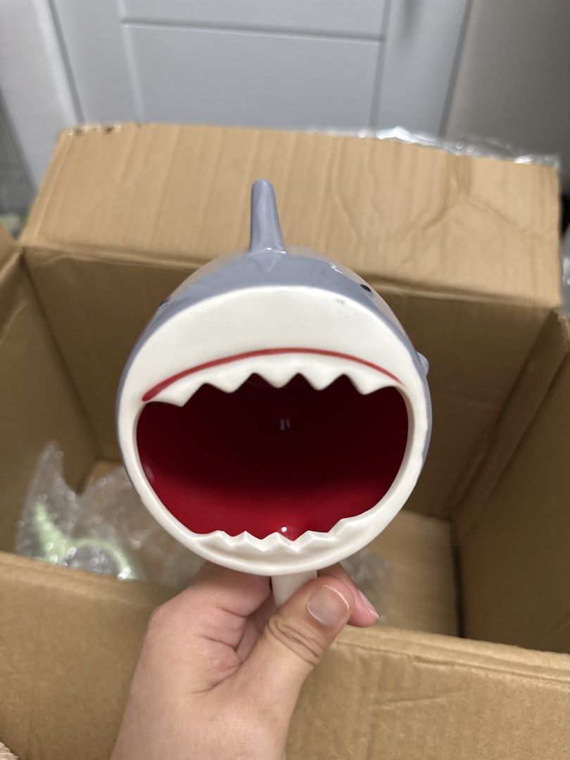 Shark mug (Category: Coffee & Tea Tableware) located in Quezon City. Submitted by fragilebabies (Listing ID 1470562866, Image 2). Description: Please be reminded that these mugs are mall pull-out items. Minor imperfections such as small chips, slight paint chips, crazing (fine hairlines), and other minor marks may be present and are considered normal for mall pull-out items. That said, most of our mugs are still in good condition. Any noticeable 