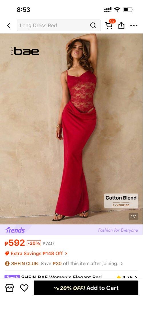 SHEIN BAE Red Lace Long Dress (Category: Evening dresses & gowns) located in Valenzuela. Submitted by odd.ashley (Listing ID 1470678224, Image 2). Description: SELLING MY PRE LOVED DRESS ! ❤️ once lang nagamit for my birthday ₱400.