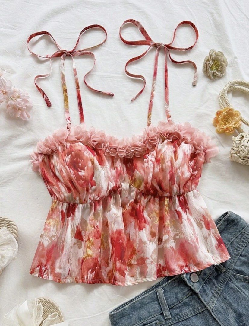 Shein floral top (Category: Sleeveless) located in Cainta. Submitted by lovecalluengg (Listing ID 1470721940, Image 3). Description: Used once only.