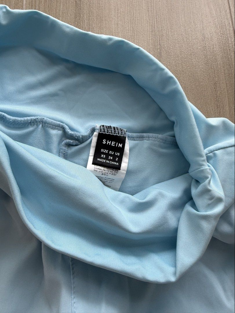 SHEIN light blue running shorts (Category: Activewear) located in Manila. Submitted by bella_boo (Listing ID 1470619833, Image 2). Description: have to sell by TODAY tags 🏷️: brandy melville edikted subdued shein hnm cotton on bershka stradivarius pull and bear zara.