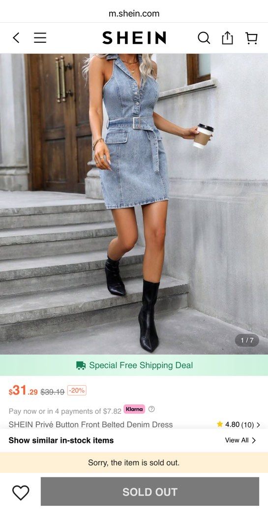 SHEIN Privé Denim Button Front Belted Dress (Category: Dresses) located in Quezon City. Submitted by declutteringoodfinds (Listing ID 1470634656, Image 2). Description: Color: Denim blue All buttons working on top With belt With Shein pouch RFS: Decluttering impulsive buys.