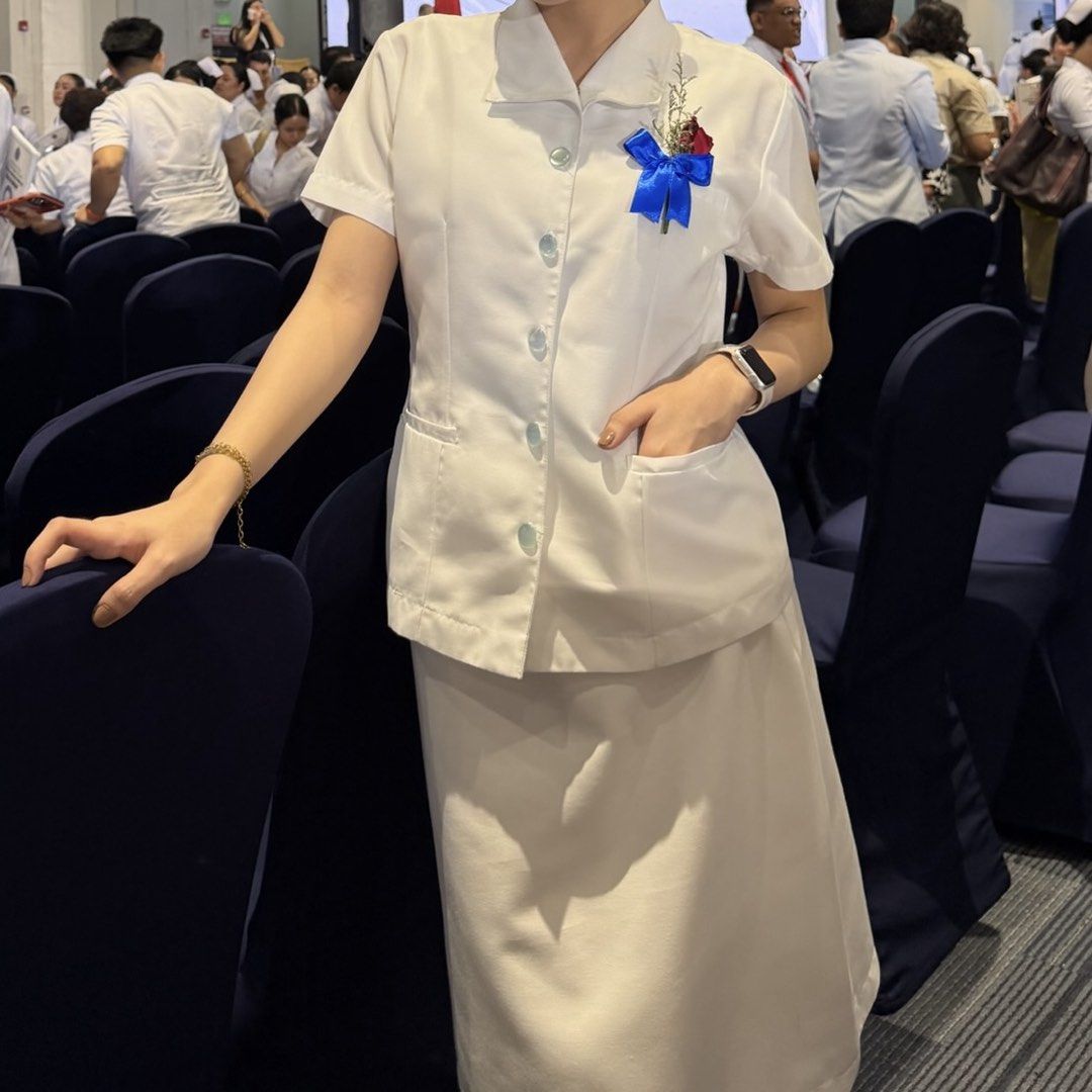 Simple White Nursing Gala Uniform | PNLE Nurses’ Oath Taking (Category: Sets or Coordinates) located in Imus. Submitted by cole777 (Listing ID 1470713536, Image 2). Description: Simple White Nursing Gala Uniform | PNLE Nurses’ Oath Taking • Fits: SMALL • Selling because decluttering and no longer needed.
