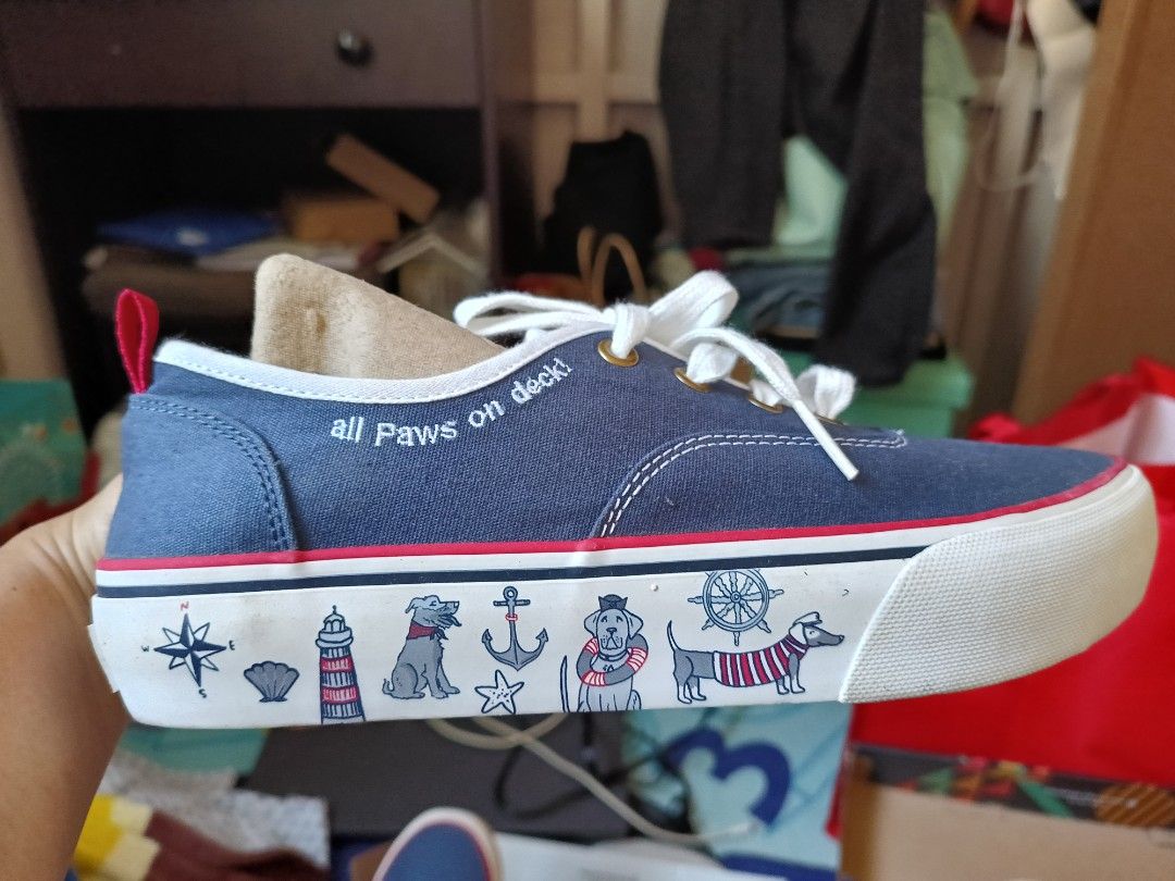 Skechers BOBS Marley On Deck Navy Blue Sneakers (Category: Sneakers) located in Manila. Submitted by roxanneder77278 (Listing ID 1470656853, Image 1). Description: - Brand: Skechers BOBS (Marley On Deck) - Color: Navy blue with white and red details - Size: Women's US 9 - Design: Cute nautical and dog graphics on the white sidewall - Comfort: Memory foam insoles - Condition: Brand new, never worn, with original box and tags attached SALE‼️‼️ SALE