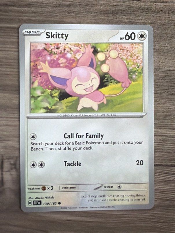 Skitty Pokemon Temporal Forces Normal Card (Category: Raw Singles) located in Quezon City. Submitted by bananak1tchen (Listing ID 1470599174, Image 1). Description: RFS: Decluttering MOP: Bank Transfer MOD: J&T / SDD.