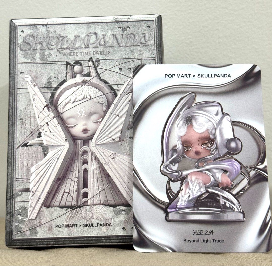 Skullpanda Where Time Dwells-Beyond Light Trace (Category: Designer & Blind Box Toys) located in Antipolo. Submitted by jennies_closet (Listing ID 1470573699, Image 1). Description: Want to Sell Only / Not for Trade: Skullpanda Where Time Dwells Available: Beyond Light Trace 600 pesos Condition: Authentic Popmart figure, Brand new, Sealed foil, open box below with card Location: Antipolo City Mode of Payment: GCASH or BPI Mode of Delivery: Lalamo
