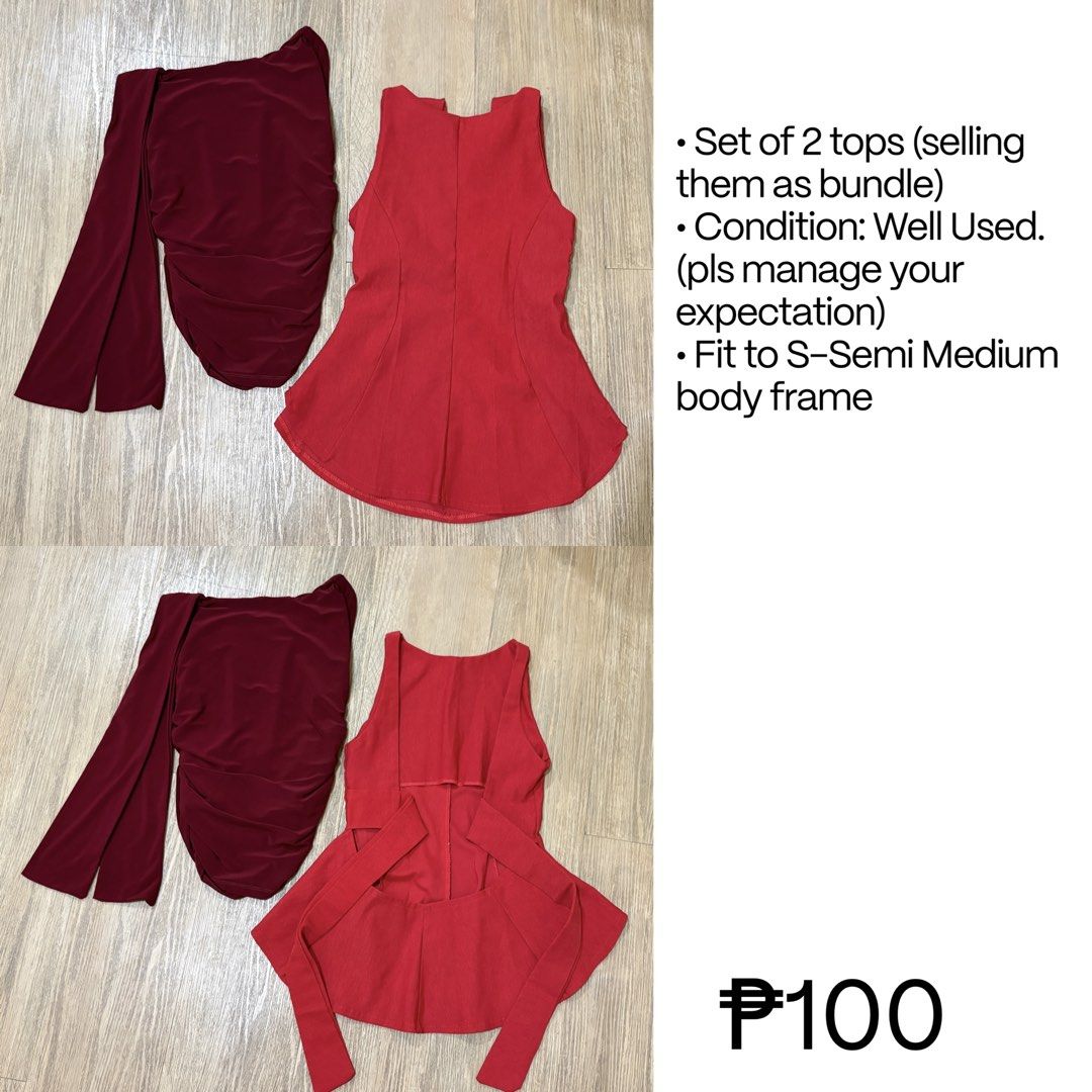 Sleeveless Top Bundle (Category: Sets or Coordinates) located in Manila. Submitted by leahkim.orsolino (Listing ID 1470687623, Image 2). Description: • Set of 2 tops (selling them as bundle) • Condition: Well Used. (pls manage your expectation) • Fit to S-Semi Medium body frame.