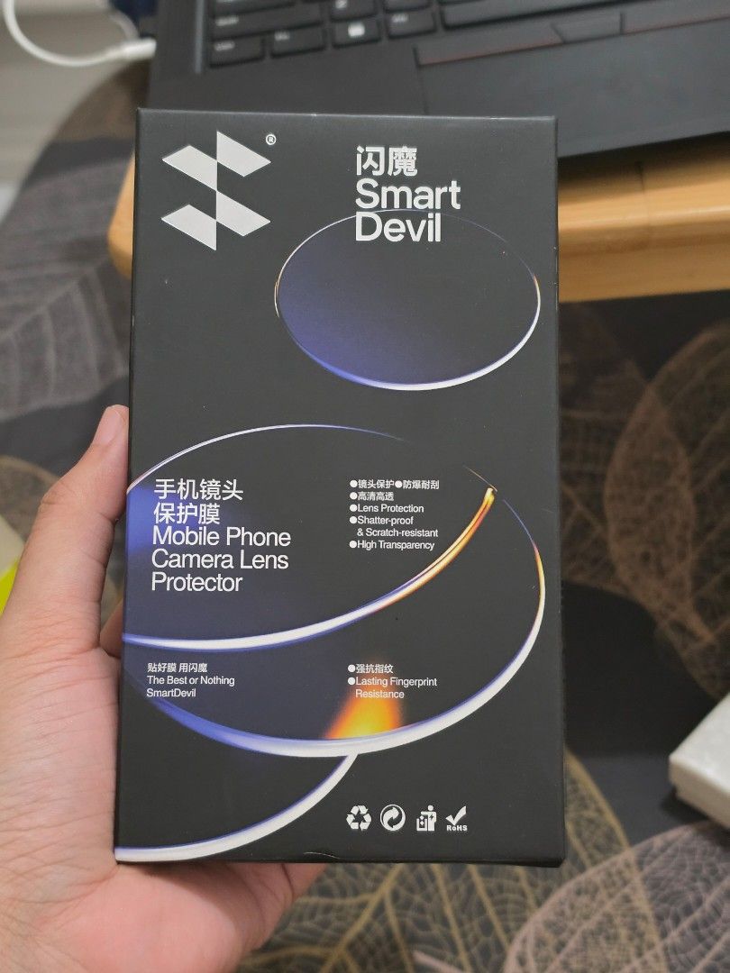 Smart Devil Camera Lens Base Tempered Glass for Iphone 18 Pro Max (Category: Other Mobile & Gadget Accessories) located in San Marcelino. Submitted by natalia_ar (Listing ID 1470722295, Image 1). Description: -Brand new but no longer sealed -For Iphone 18 Pro max -For back camera base only, not camera lens -Taguig, Lalamove only .