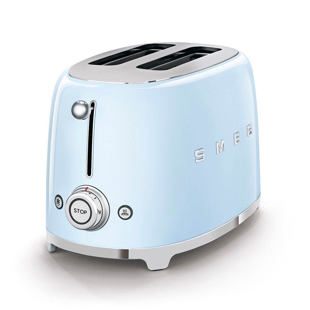 Smeg 2-Slice Toaster Pastel Blue (Category: Ovens & Toasters) located in Quezon City. Submitted by patriciahermo (Listing ID 1470737389, Image 2). Description: The Smeg Toaster blends ergonomics, functionality, and timeless 50's style, perfect for any meal— with 6 browning levels and 2 extra-wide 35mm bread slots, it offers versatility for all your toasting needs. Seller location is QC/Pasig Rfs: got this from a raffle prize.