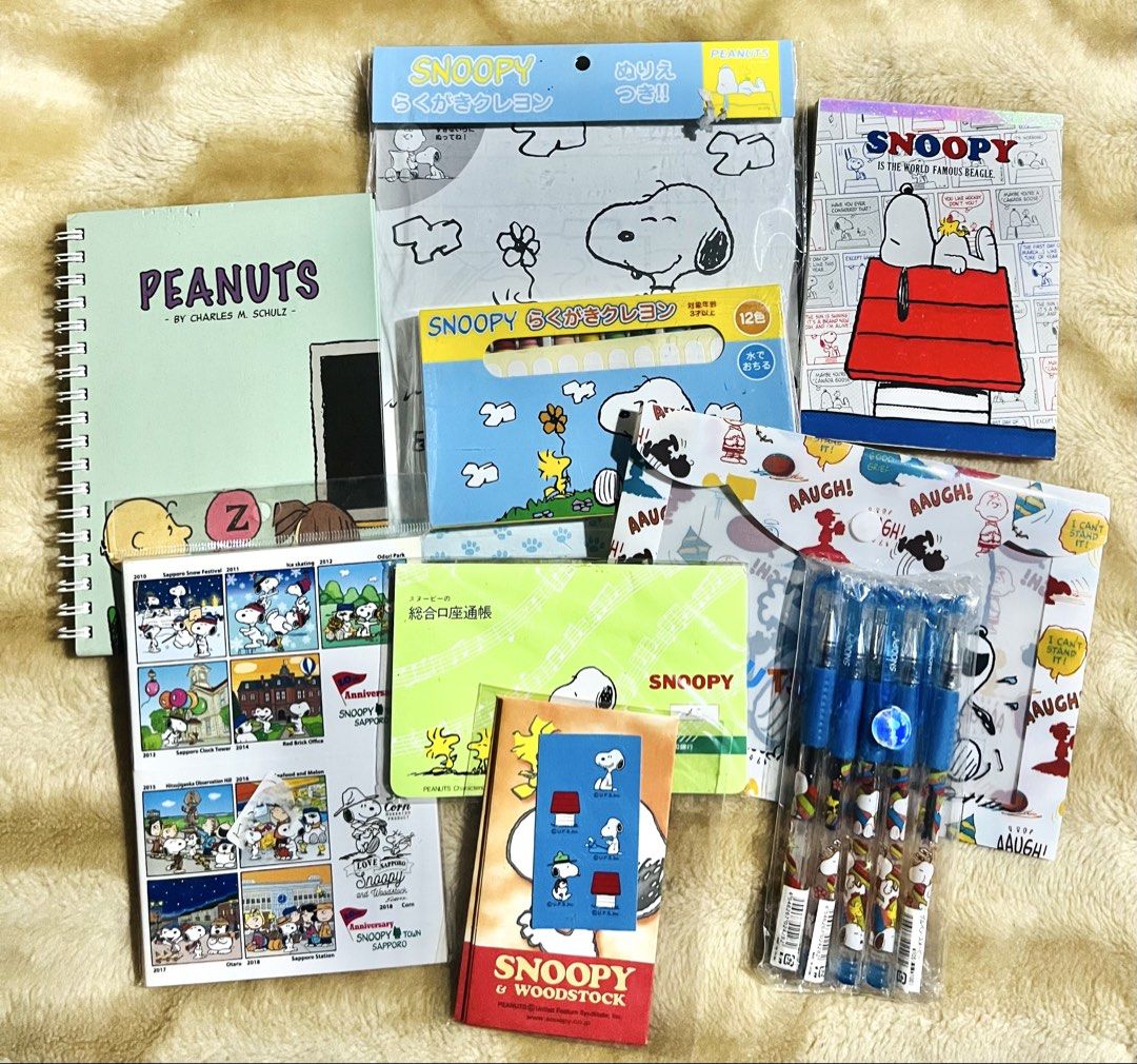 Snoopy Assorted Goods Set (Category: Stationery & School Supplies) located in Taguig. Submitted by lae.onlineshop (Listing ID 1470599524, Image 1). Description: Snoopy Assorted Goods Set *SOLD AS SET ONLY. Set of 12. *OFFICIAL. Some are UNUSED/Sealed/Brand new. *THE COLOR MAY SLIGHTLY DIFFER FROM ACTUAL DUE TO LIGHTING AND/OR SCREEN RESOLUTION. Issue: may or may not have minimal flaws though declared UNUSED/Brand new/Sealed, AS IS. Inclusion: 5 x
