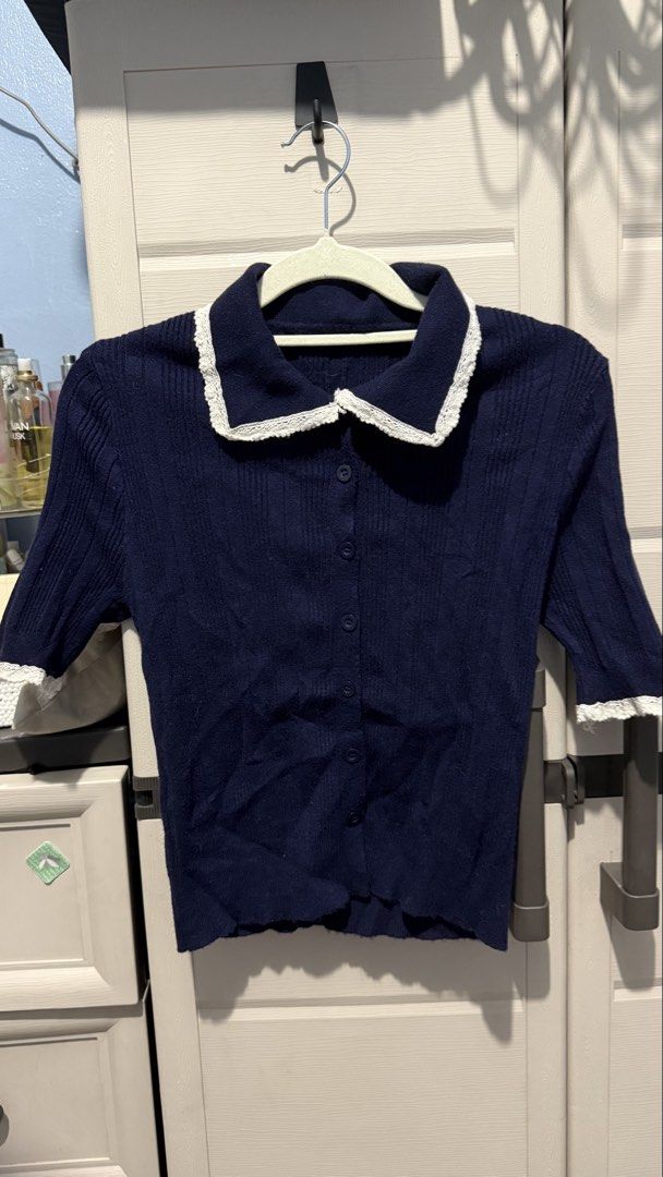 Soft Knitted Collared Top (working buttons) (Category: Blouses) located in Quezon City. Submitted by dinesaur (Listing ID 1470677755, Image 1). Description: Freesize up to L Super soft.