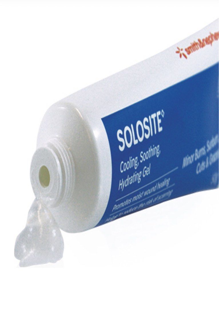 Solosite Wound Gel 100 g. by Smith & Nephew (Category: Medical Supplies & Tools) located in Quezon City. Submitted by lots2love (Listing ID 1470621639, Image 3). Description: Solosite Wound Gel 100 g. - by Smith & Nephew - 2 tubes available at P853/tube - recently purchased from Australia - Manufactured in 2026 - Expiration date is in 2028 - Cooling, Soothing, Hydrating Wound Gel - For minor burns, sunburn, superficial cuts and lacerations & graz