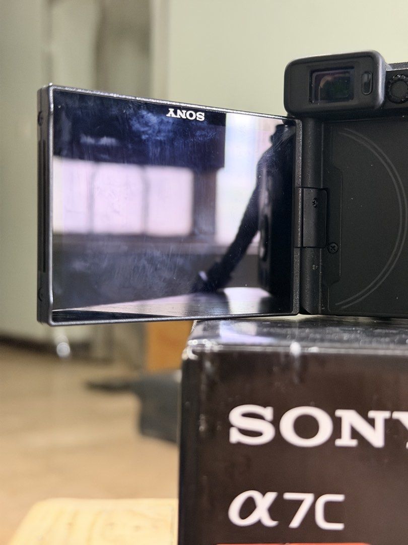 Sony Alpha 7C Full-Frame Mirrorless Camera (Category: Cameras) located in Makati City. Submitted by pj.vargas20 (Listing ID 1470574198, Image 3). Description: RFS: Quitting photography Meet Complete with box and 2 batteries Sony Alpha 7C full-frame mirrorless camera with FE 50mm f/1.8 lens. Features 4K video, flip-out screen, and E-mount system. Comes with original box and strap. Clean glass and fully functional with minor dust on the screen..