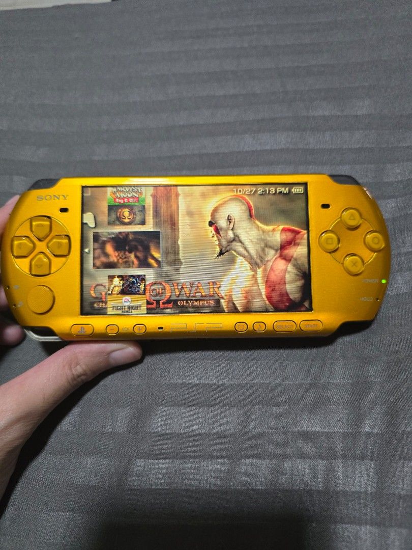 Sony PSP 3000 Carnival Yellow (Category: PlayStation) located in Makati City. Submitted by dannybeware (Listing ID 1470607923, Image 1). Description: - Rare Carnival Yellow PSP 3000 in great working condition - CFW with 32 gb SD card - Includes a clear protective plastic shell and charger RFS: Don't use it anymore.