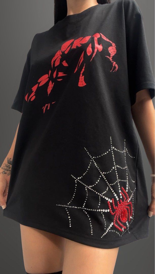 Spiderman Lace tee (Category: Shirts) located in San Fernando. Submitted by aprillibaton (Listing ID 1470581437, Image 3). Description: Worn once 💃 One of a kind piece. Bust : 40 inches Length : 29 inches #spiderman #tee #outfit .