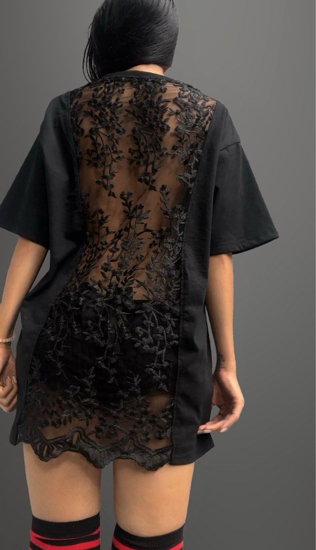 Spiderman Lace tee (Category: Shirts) located in San Fernando. Submitted by aprillibaton (Listing ID 1470581437, Image 2). Description: Worn once 💃 One of a kind piece. Bust : 40 inches Length : 29 inches #spiderman #tee #outfit .