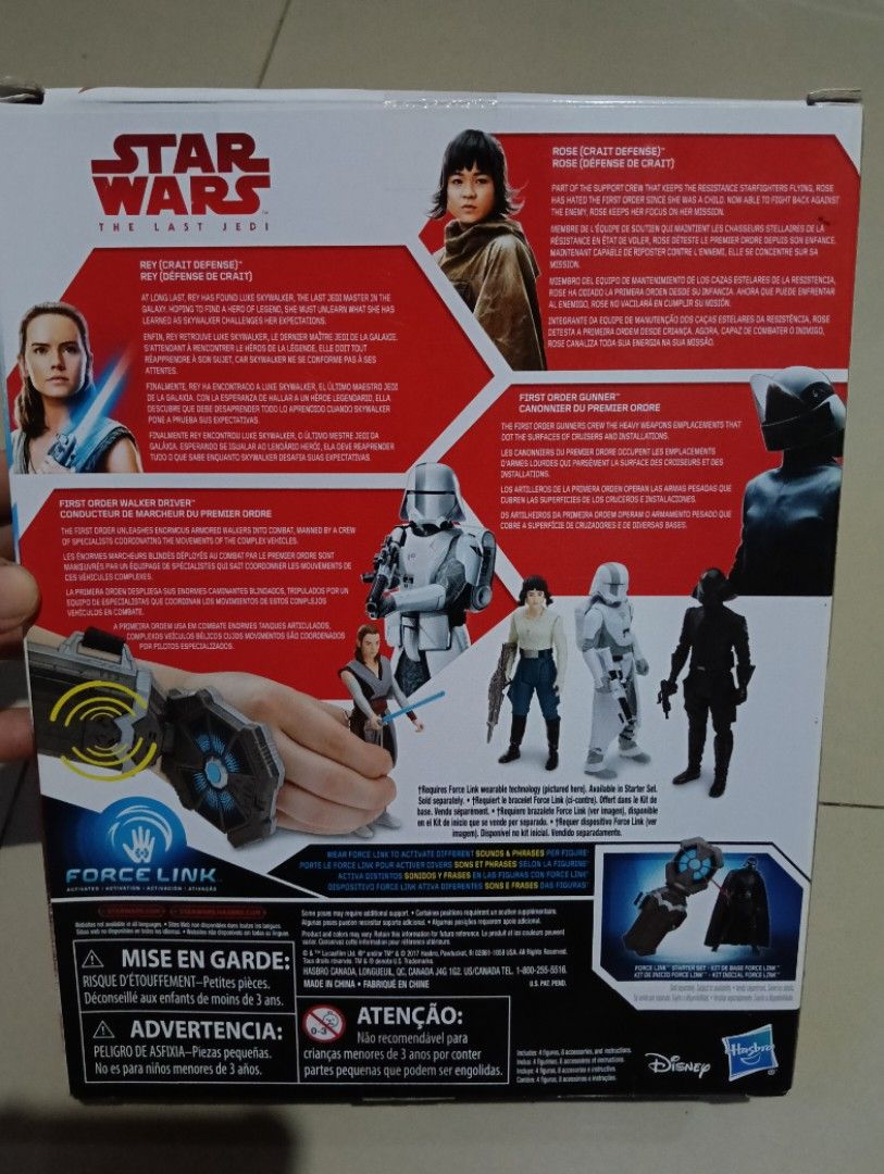 Star Wars: The Last Jedi -Battle on Crait (Category: Looking For) located in Iloilo. Submitted by iam_thirftgi (Listing ID 1470703034, Image 2). Description: 3.75-inch action figure 4-pack (Force link compatible) included figures of Rey, Rose Tico, first order Stormtrooper and first order Gunner by Hasbro Sealed, decluttering stuff Bought from Singapore.