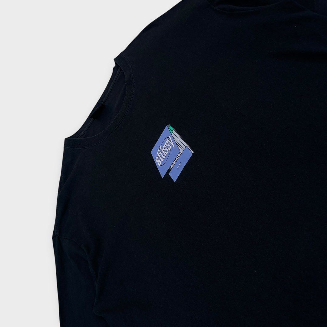 Stussy - Matchbox Tee (Category: Tshirts & Polo Shirts ) located in Los Banos. Submitted by declutterking (Listing ID 1470667644, Image 2). Description: Size Large on tag • minimal fading on neckline • print has no damage at all Dimensions: 21.5" shoulders 22.5" chest 29.75" length 8.5" sleeve Used condition Authentic.