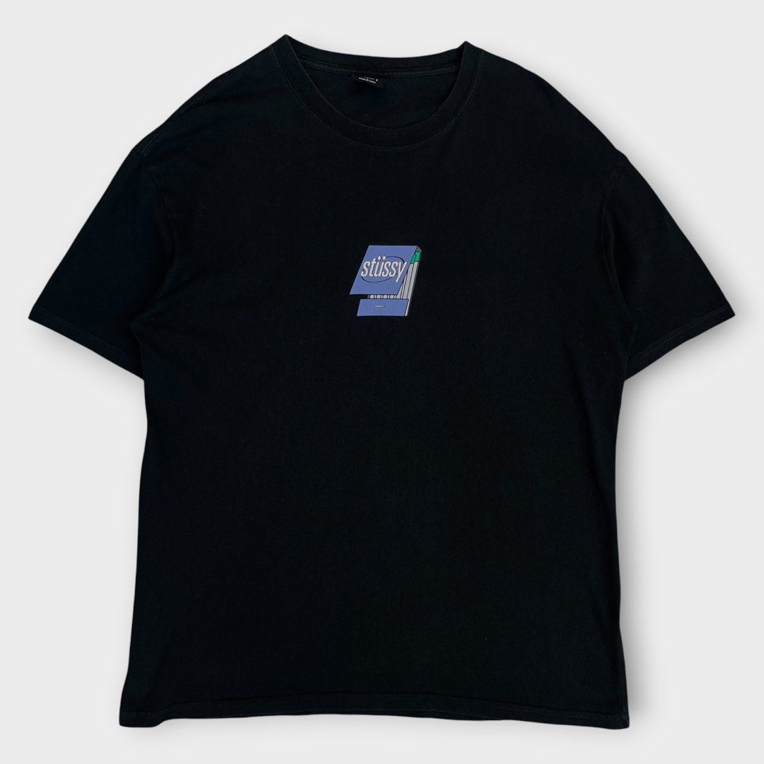 Stussy - Matchbox Tee (Category: Tshirts & Polo Shirts ) located in Los Banos. Submitted by declutterking (Listing ID 1470667644, Image 1). Description: Size Large on tag • minimal fading on neckline • print has no damage at all Dimensions: 21.5" shoulders 22.5" chest 29.75" length 8.5" sleeve Used condition Authentic.